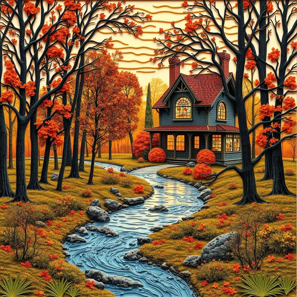 Realistic Quilling Collage Art of Autumn Woods with Victoria...