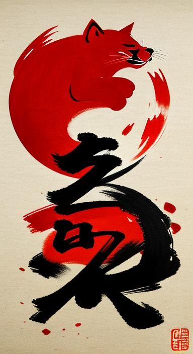 red fat cat / chinese poster