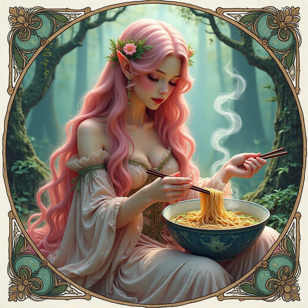 Fairy Makes Ramen from Vines and Mushrooms