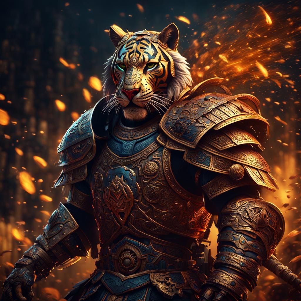 Aztec Jaguar Warrior in Dark Fantasy Style