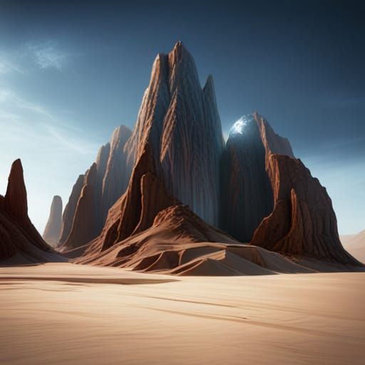 Desert Monolith in Detailed Matte Painting Style
