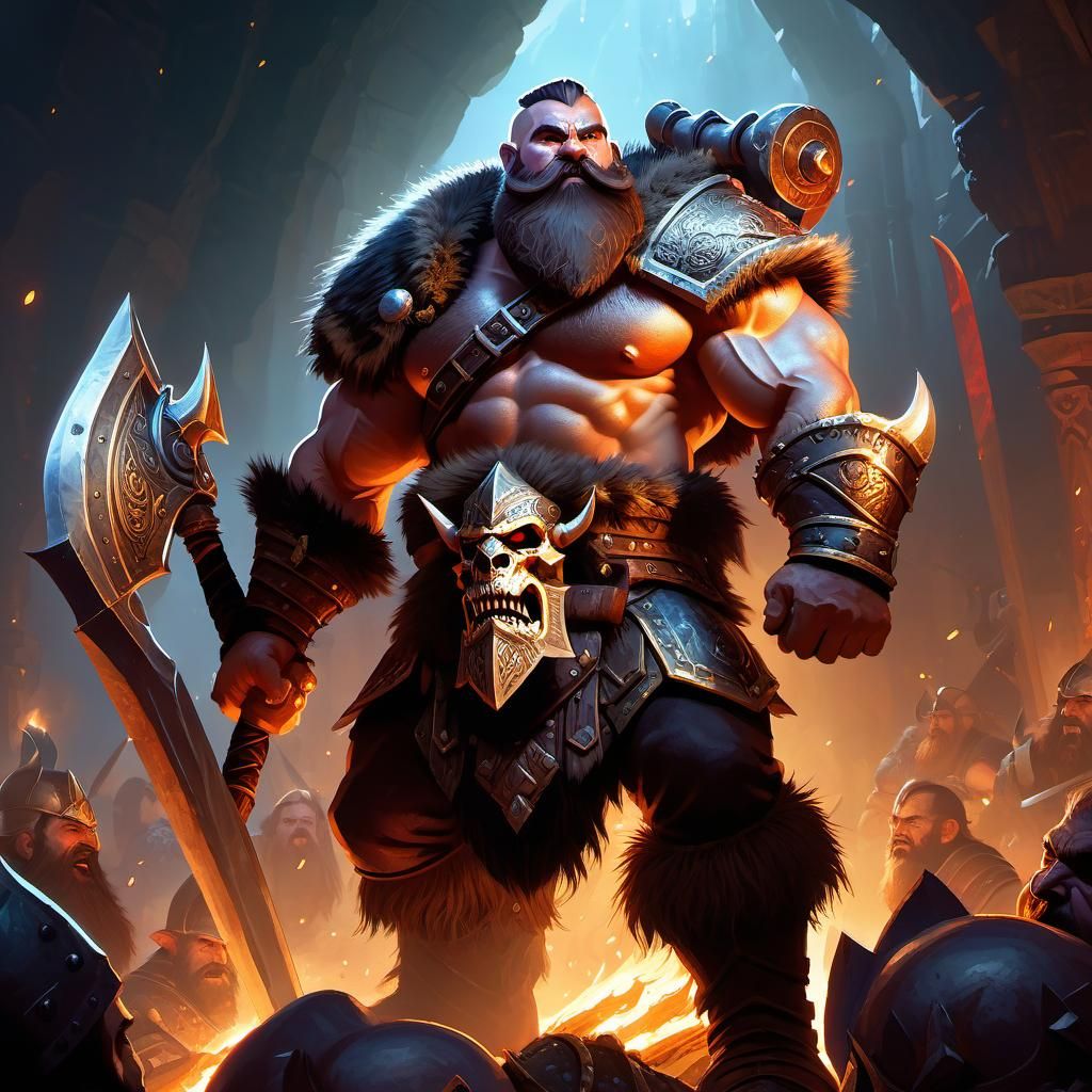 Epic Dwarf Barbarian Victory Illustration