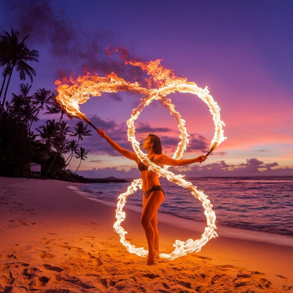 A Filipino fire dancer in Boracay, Philippines