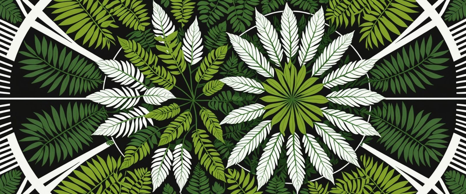 Tropical Leaf Mandala with Geometric Shapes