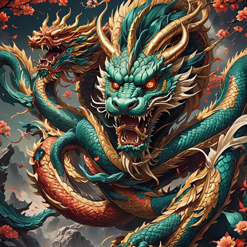 Fantasy Chinese Dragon in Anime Style