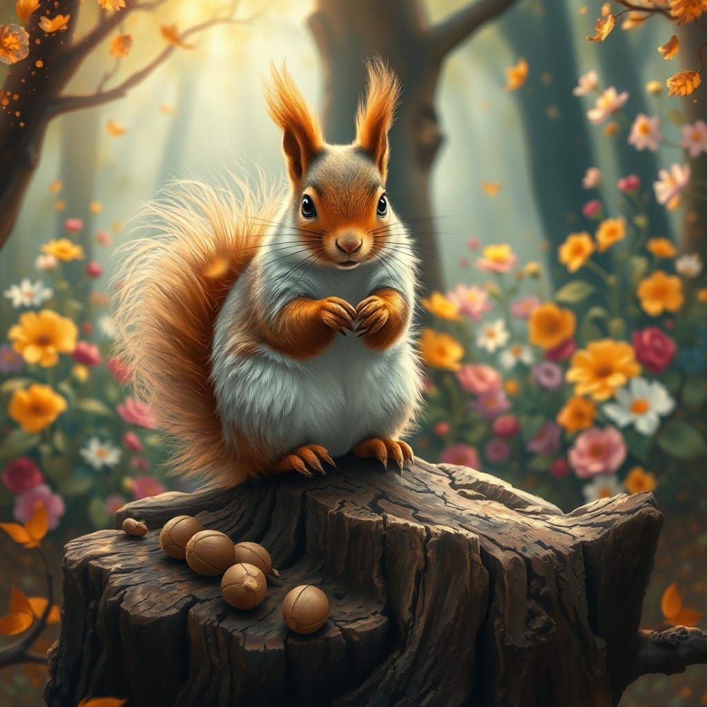 Majestic Squirrel in Rackham-Afremov Style