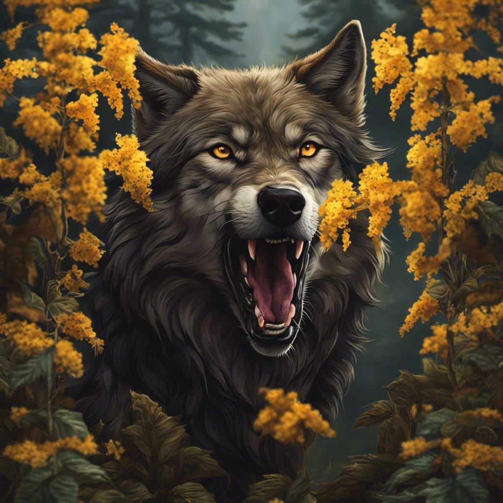 Sinister Anaconda Wolf in Witch Hazel Tree