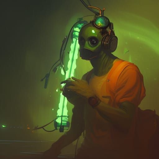 Ethereal Green Gas Figure, Digital Art