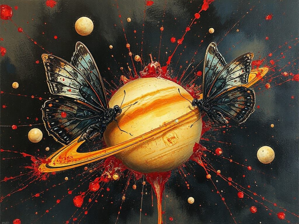 Giant Mechanical Butterflies Engulf War-Torn Saturn in a Blo...