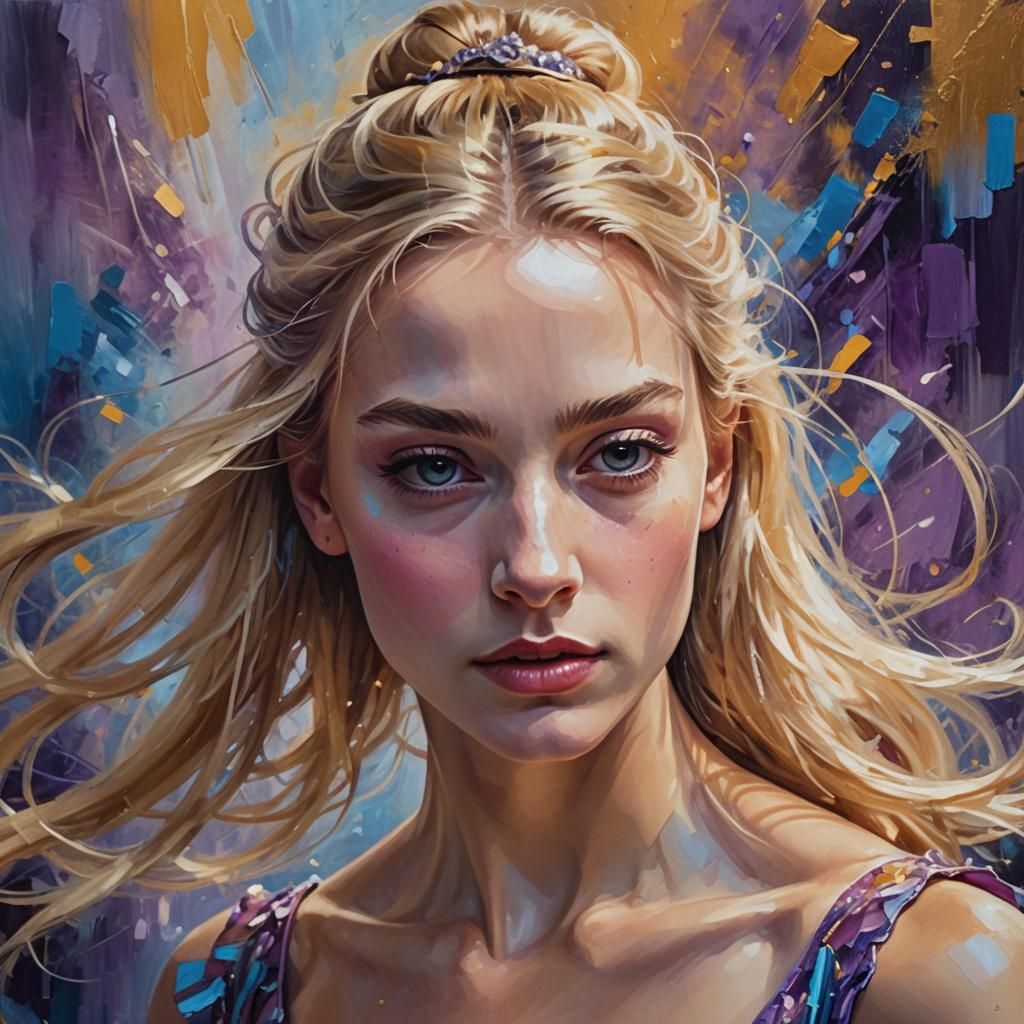 Ballerina's Triumph: A Surreal Art Nouveau Portrait