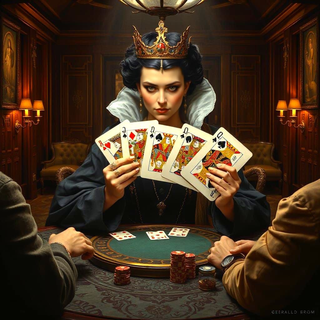Queen of Spades Aces Four of a Kind Poker