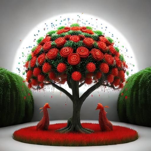Surrealistic Garden in Psychedelic 3D CGI Style