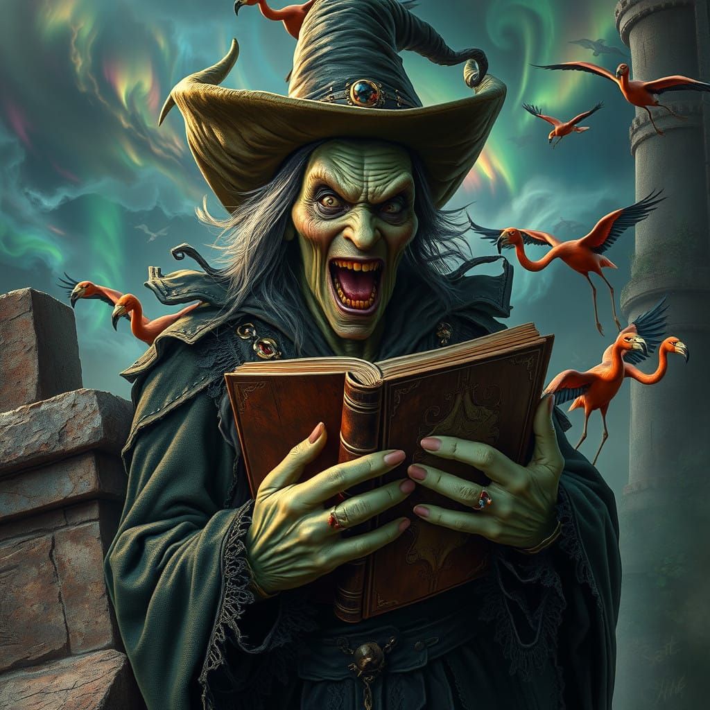 The Wicked Witch of the West in Hyperrealistic, Splash Art S...