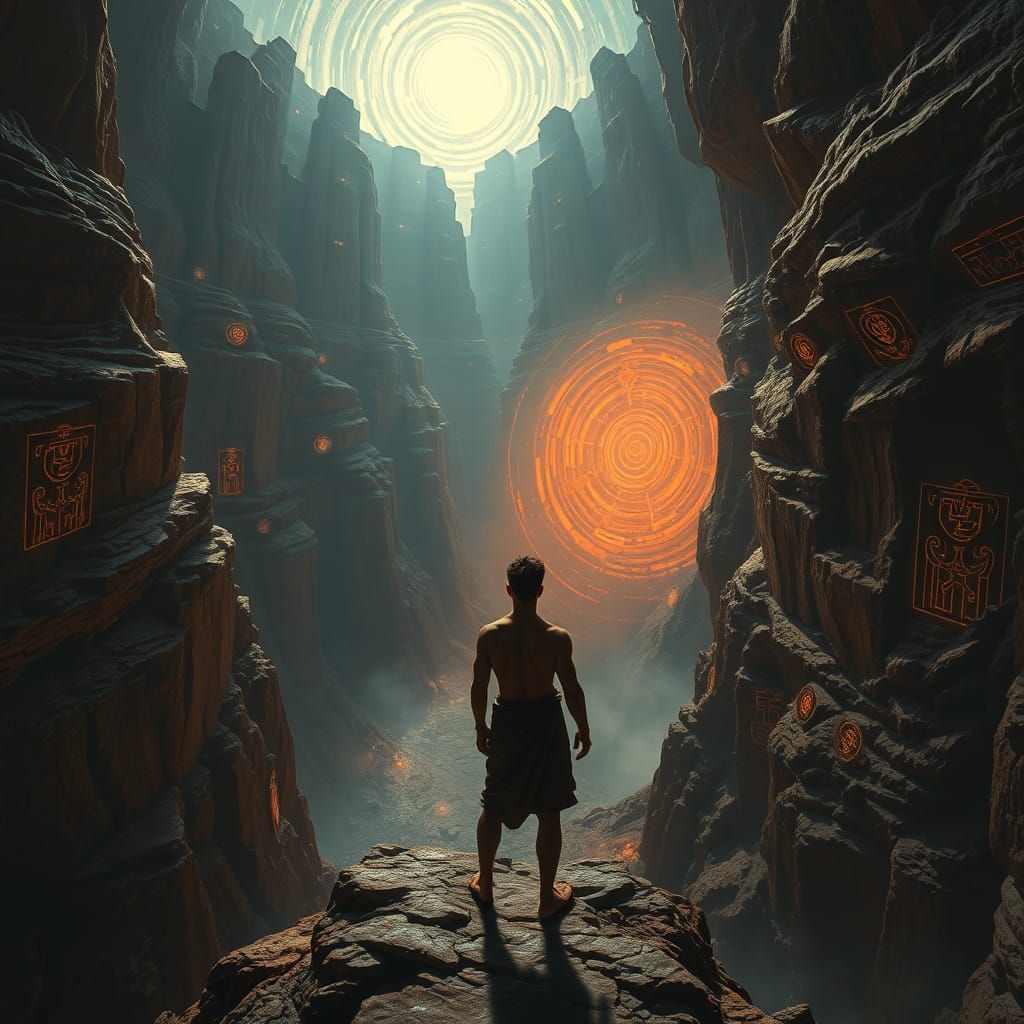 Nomad Gazes into Cosmic Vortex at Canyon Edge