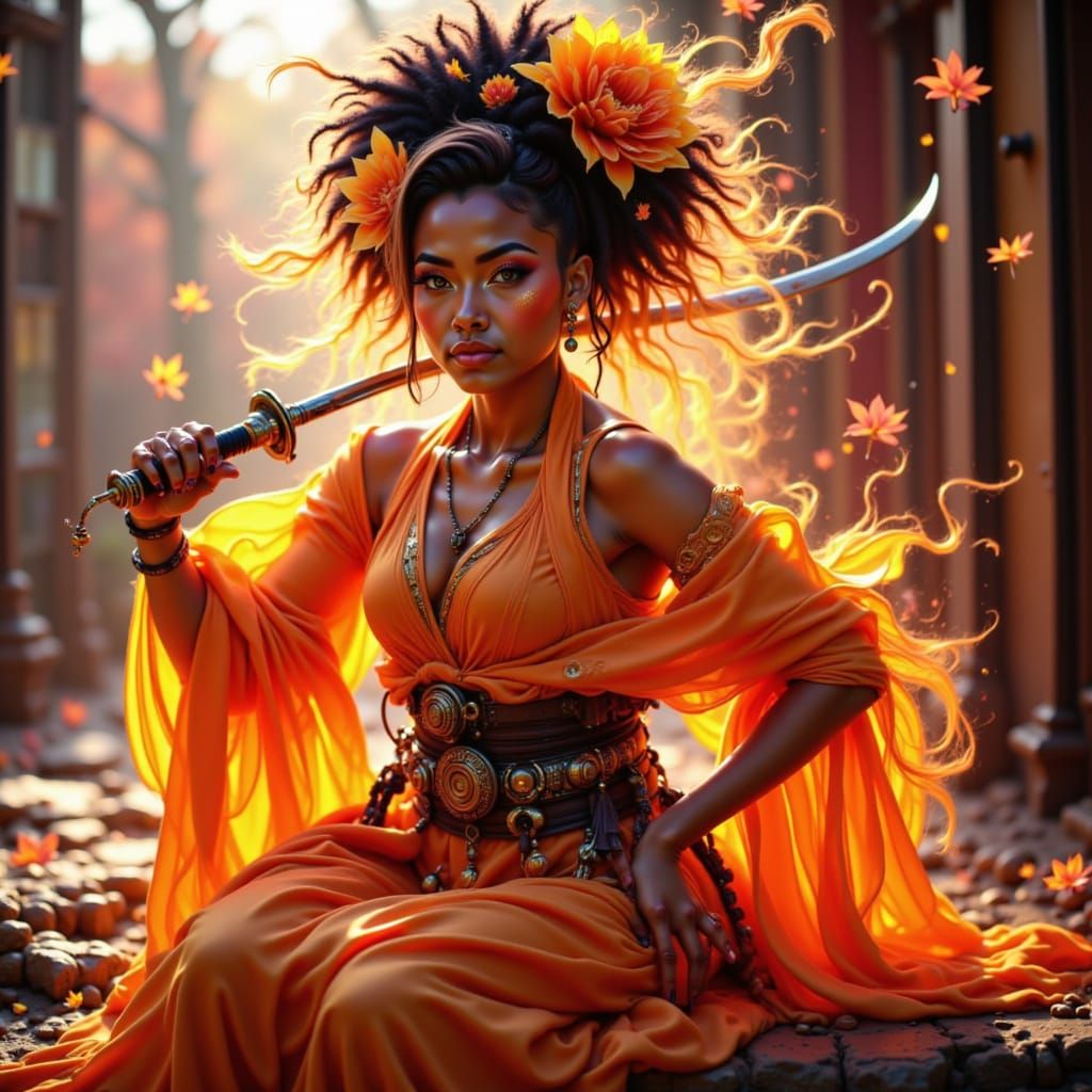 Steampunk Ninja with Steam Fans and Clockwork Katana