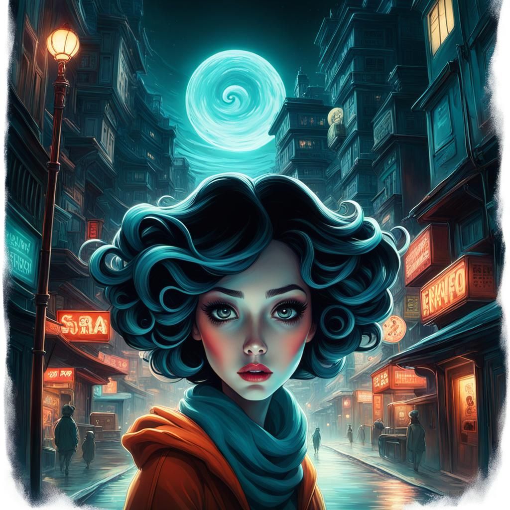 Neon Tokyo Hungry Ghost: Surreal 3D Art