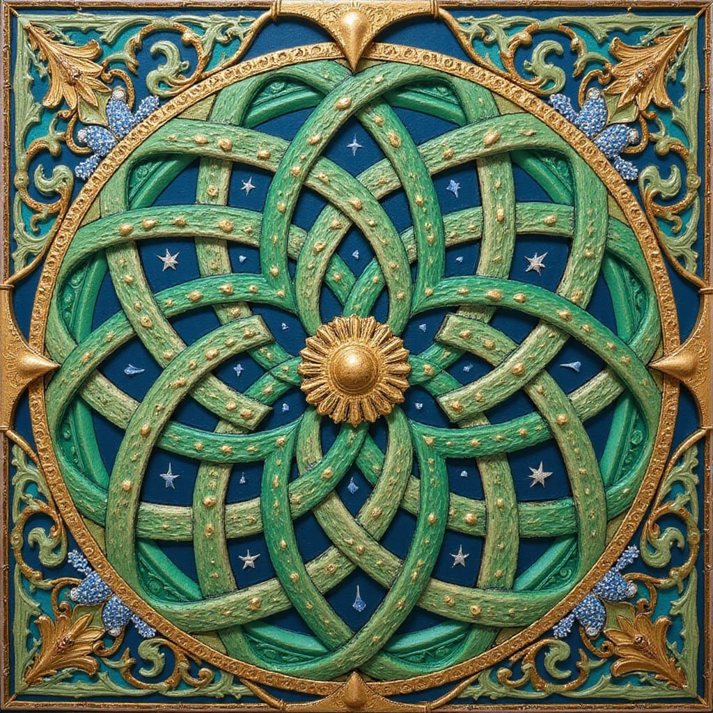 Ornate Celtic Knot Design in Art Nouveau Style