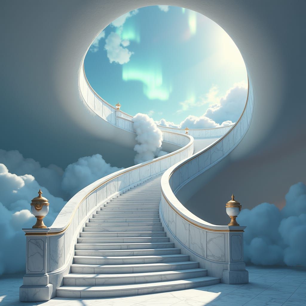 Sweeping Staircase to Heaven in Digital Matte Painting