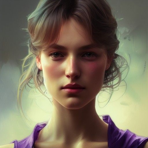 Hyperdetailed Portrait of Violet in Art Nouveau Style