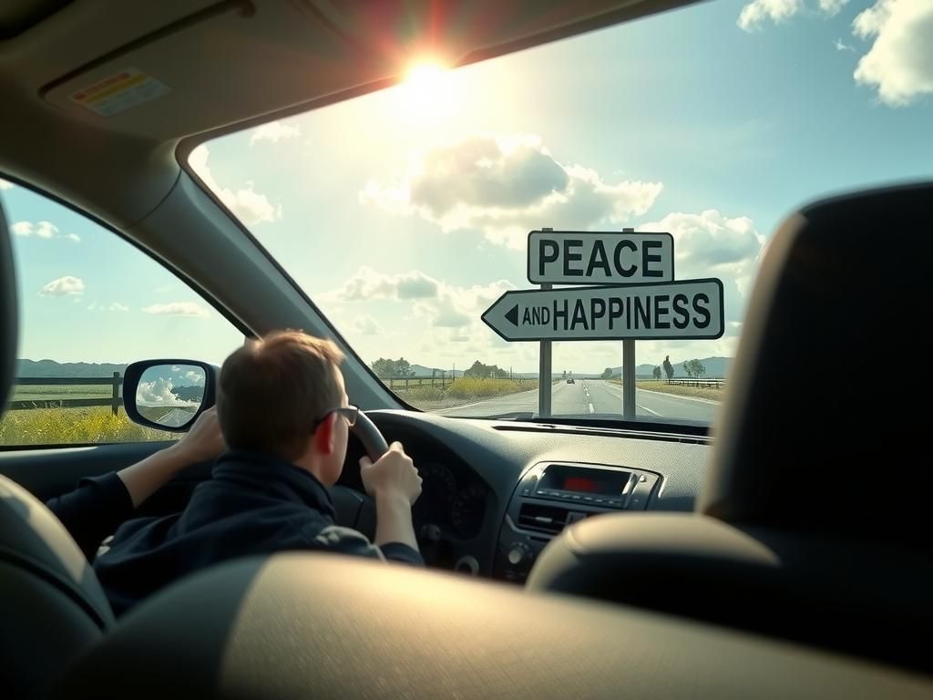 Crossroads Sign to Peace and Happiness