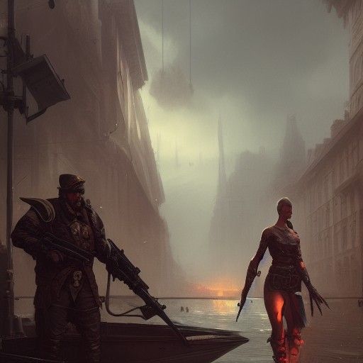 Sinister Fighter in Bar: Digital Matte Painting