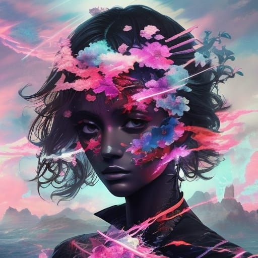 Aesthetic <lora:Double Exposure:0.33> <lora:Black Skin:0.33>...