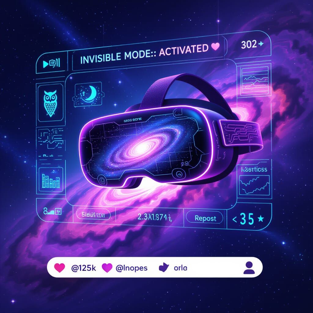 Neon VR Glasses in Cosmic Space