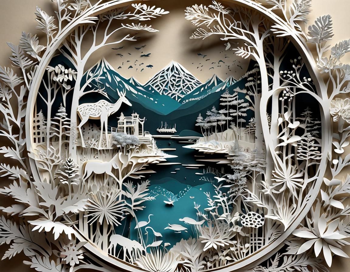 Kirigami art by Pippa Dyrlaga