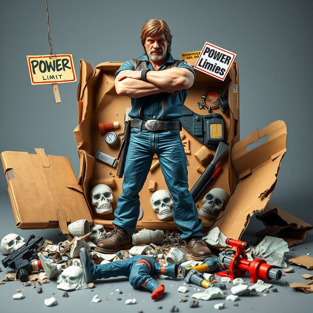 Collectible figurine action box of 'Chuck Norris – Broken Blister Edition'.