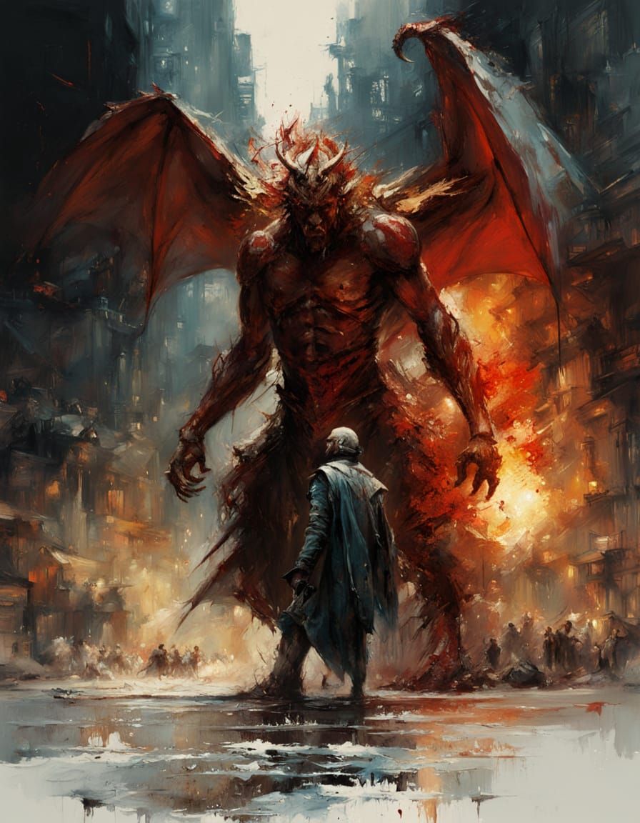 Red Dragon's Fiery Breath on Dark Battlefield