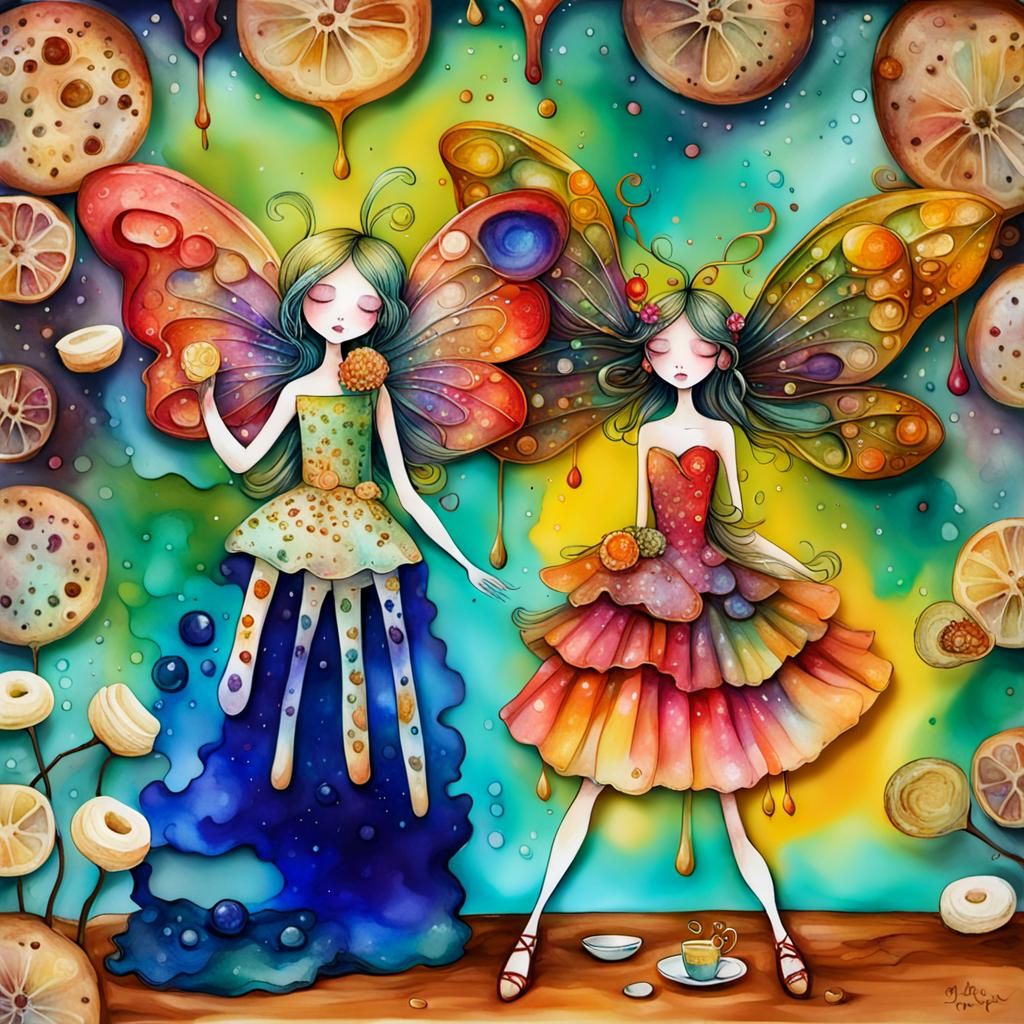 Exhaustion Fairy Visits Madame Insomnia: Alcohol Ink Art