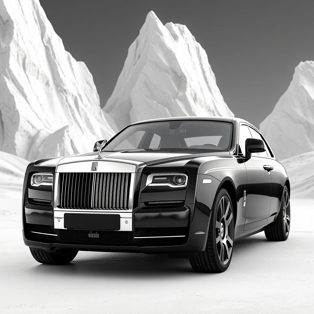 Rolls-Royce in Black and White with Glitch Art