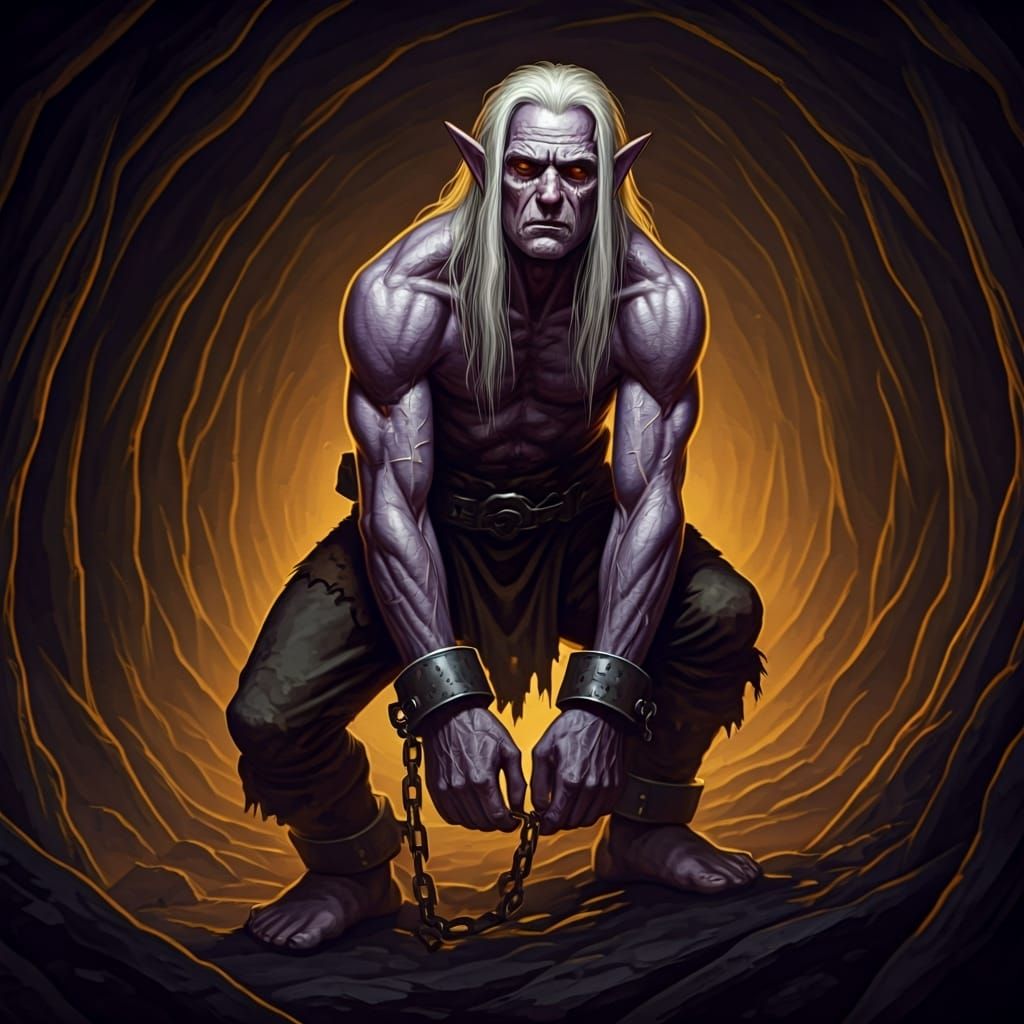 Drow Slave Miner in Dark Fantasy Style
