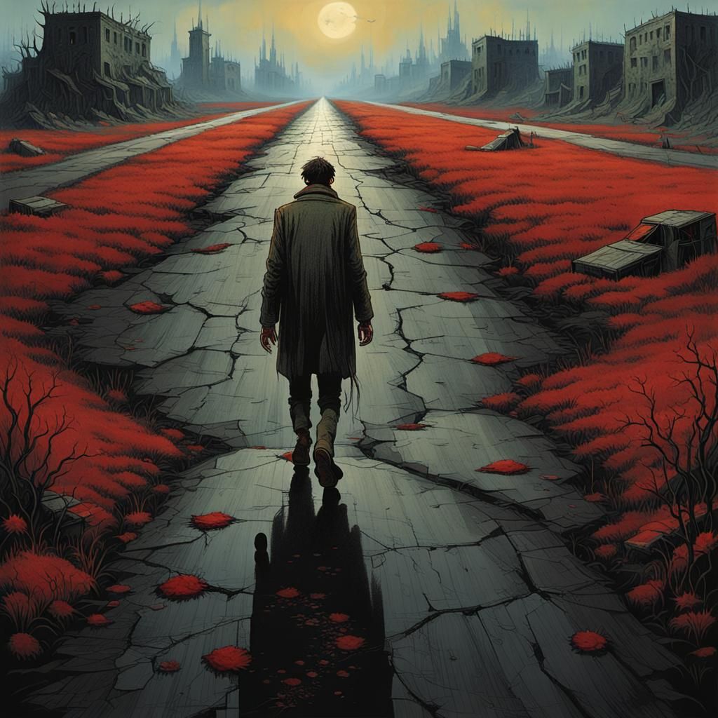 Post-Apocalyptic Zombie in Dark Surrealist Style