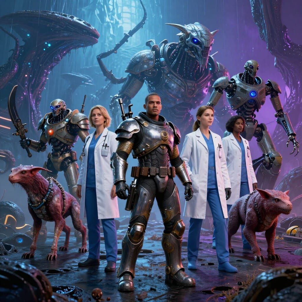 Sci-Fi Medical Warriors on Alien Planet