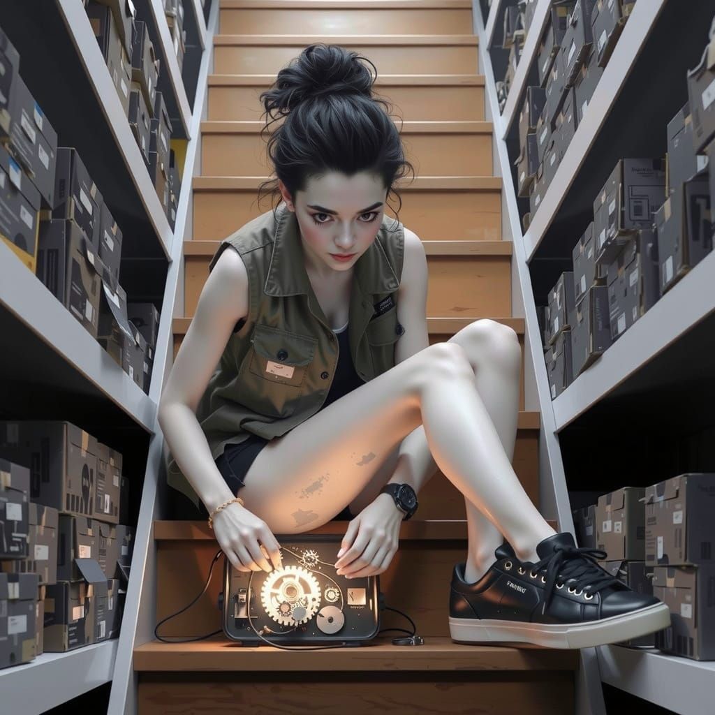 Hyper-Realistic Portrait of a Young Inventor in Gouache Styl...