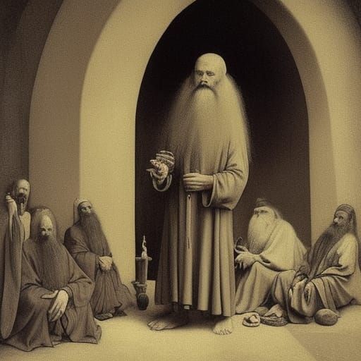 Saint Maron: Hermit Monk in Horror Style