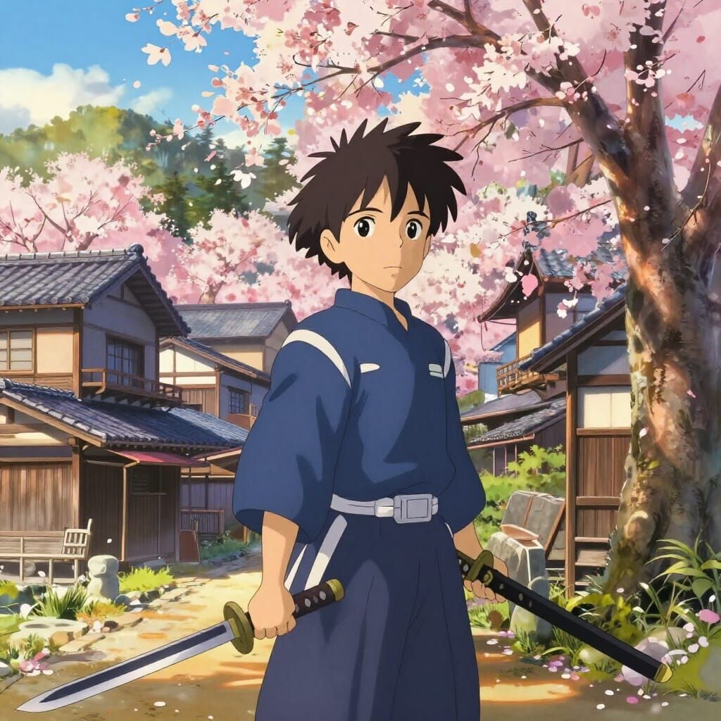 Anime Warrior Sammori in Blooming Japanese Village