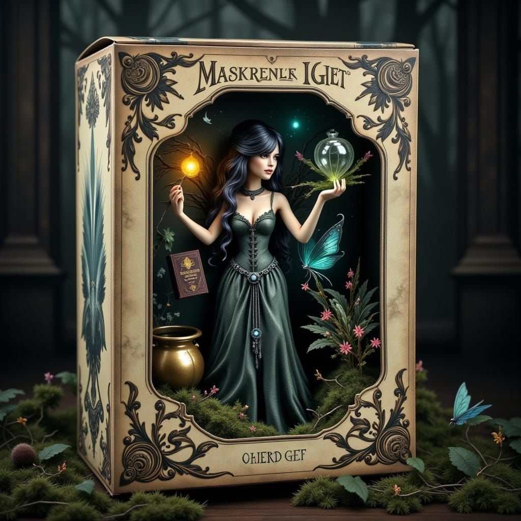 Vintage Gothic Fairy Action Figure in Enchanted Forest