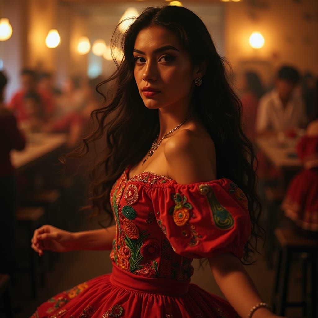 Vibrant Fiesta Scene in a Traditional Mexican Cantina