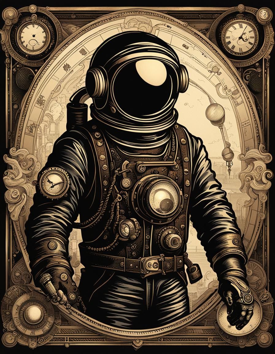 Victorian Steampunk Spaceman in Shadow