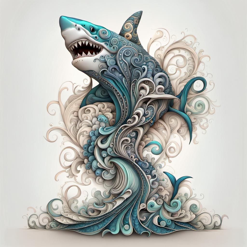 Shark Wave with Abstract Fractal Design