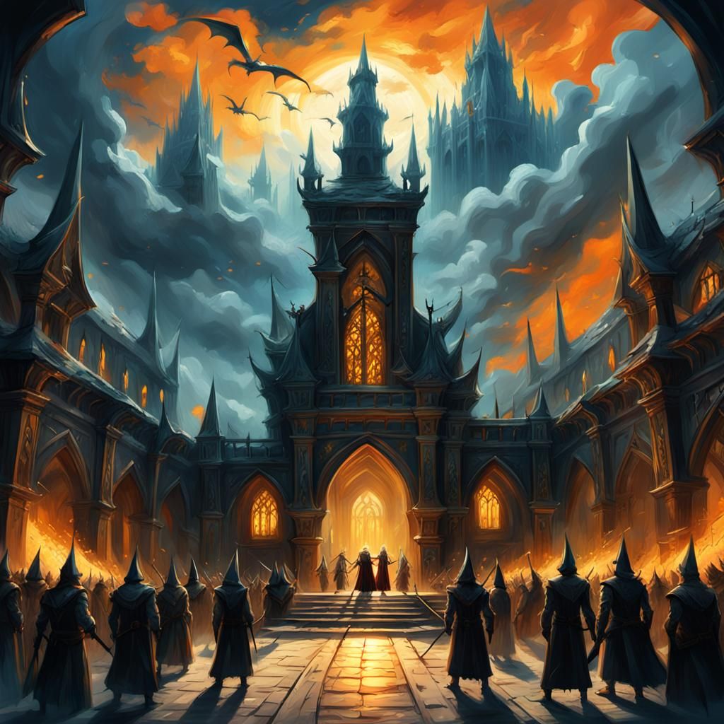 Guillotine in Public Square with Elven Guards