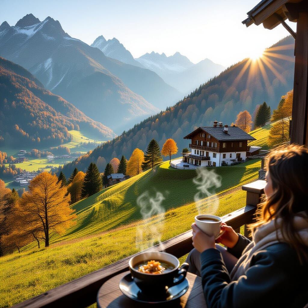 Autumn Alps Sunrise: Coffee, Noodles, and Mountain Hotel