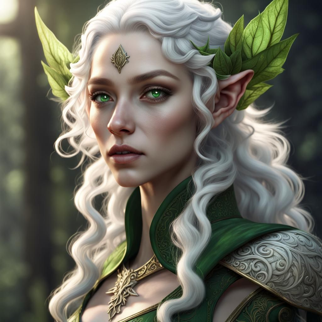 Pale Elf with Green Eyes: Fantasy Art