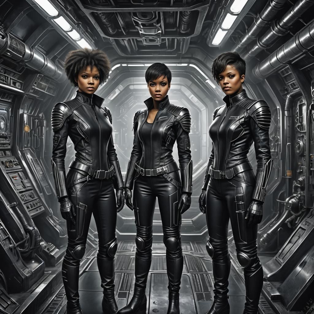 Biomechanical Sci-Fi: Two Women in Spacecraft Engine Room