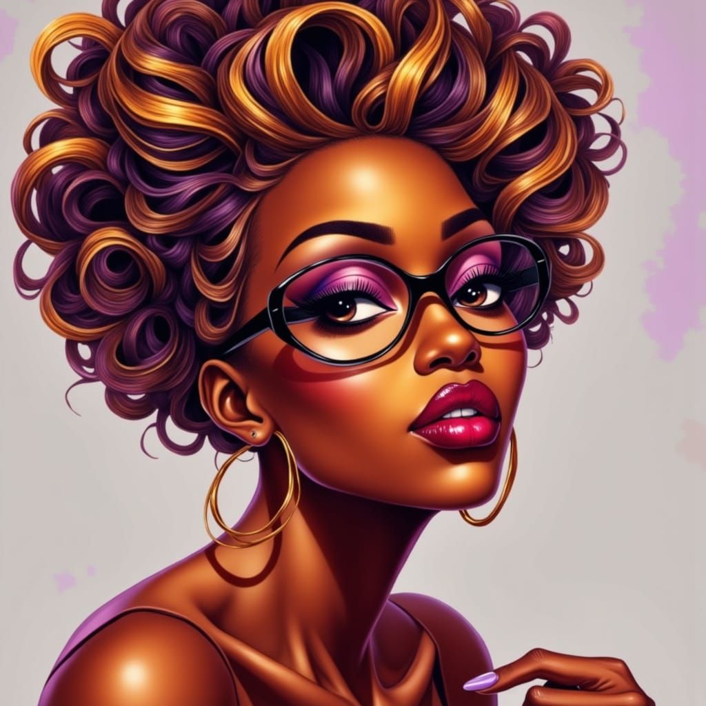 Glamorous Woman: Stylized Digital Portrait with Bold Accents