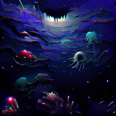 Bioluminescent Deep Sea Creatures in the Abyss