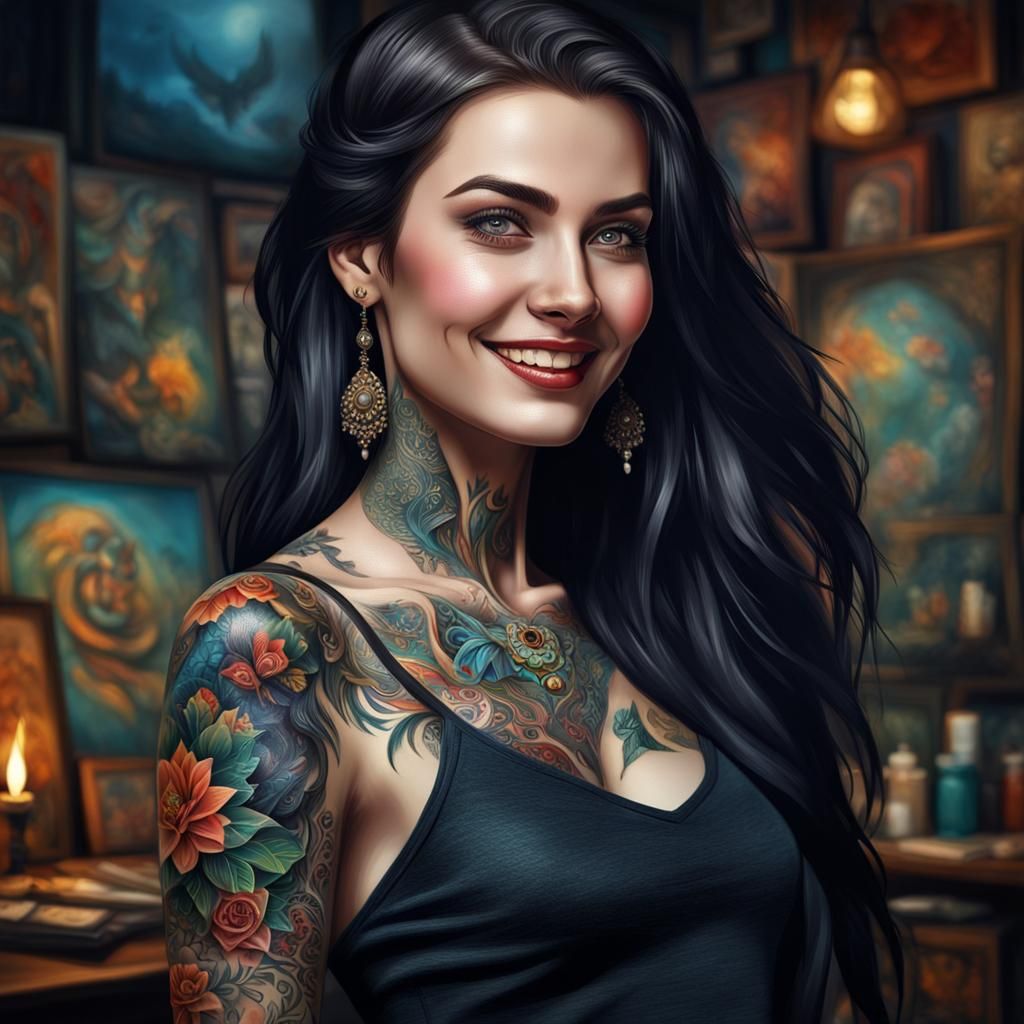 Tattoo Artist in Oil Painting Style