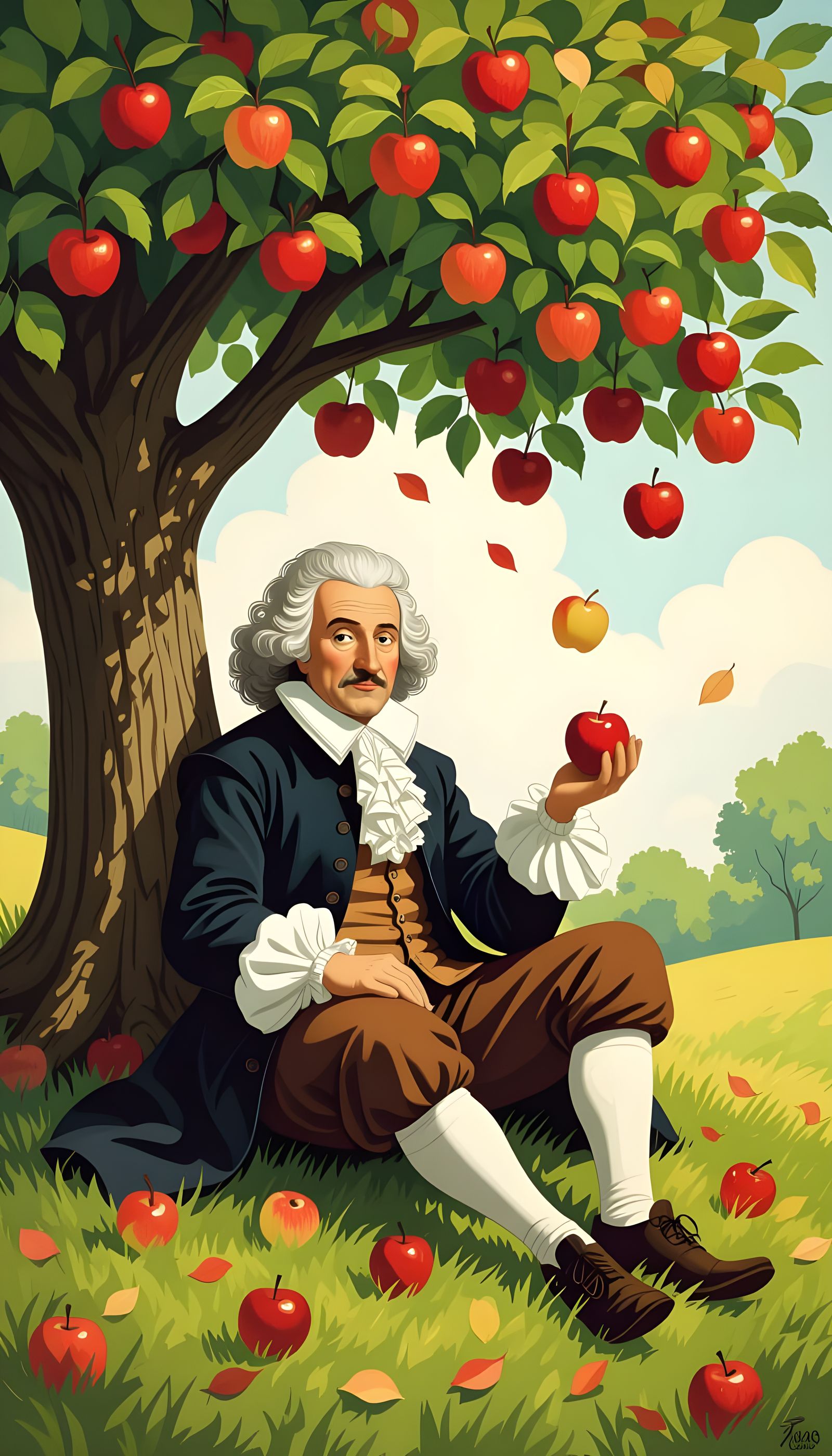 Newton's Apple: An Illustrative Scene